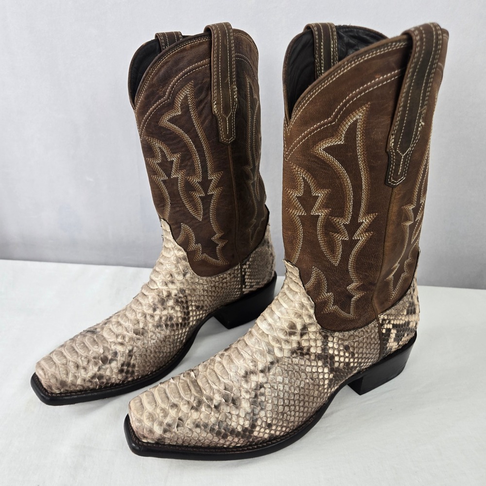 Tecovas Genuine Black Sand Python Snakeskin Boots The Barton Mens Leather 10.5D